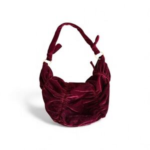 Luxurious Velvet Burgundy Hobo Bag
